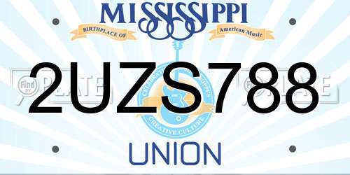 2UZS788 Mississippi License Plate