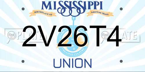 2V26T4 Mississippi License Plate