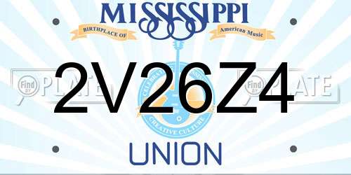 2V26Z4 Mississippi License Plate