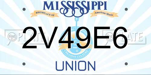 2V49E6 Mississippi License Plate