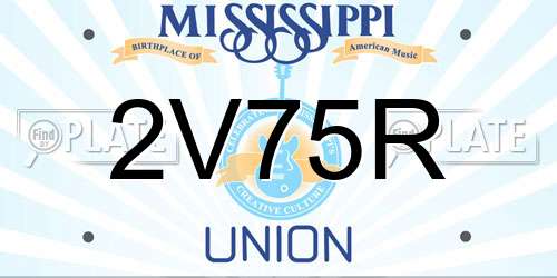 2V75R Mississippi License Plate