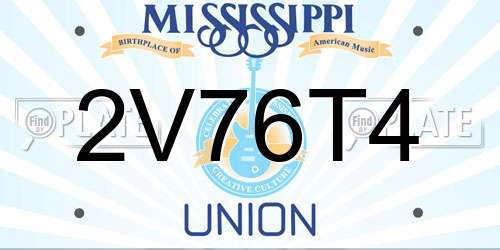 2V76T4 Mississippi License Plate