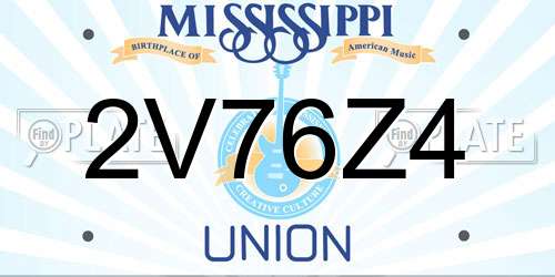 2V76Z4 Mississippi License Plate
