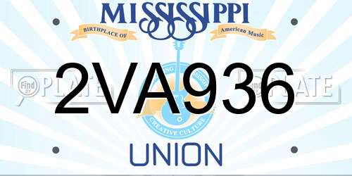 2VA936 Mississippi License Plate
