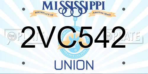 2VC542 Mississippi License Plate