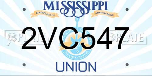 2VC547 Mississippi License Plate