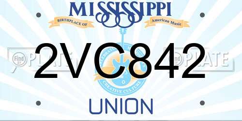 2VC842 Mississippi License Plate