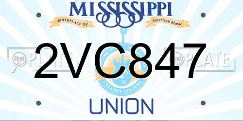 2VC847 Mississippi License Plate
