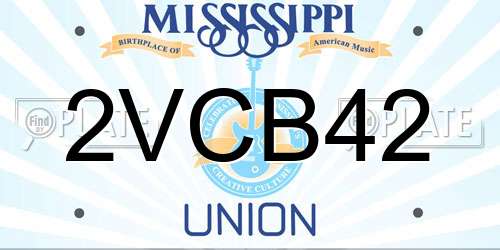 2VCB42 Mississippi License Plate