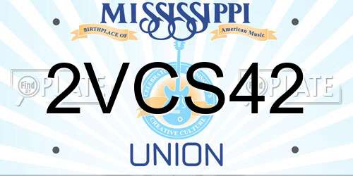 2VCS42 Mississippi License Plate