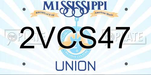 2VCS47 Mississippi License Plate