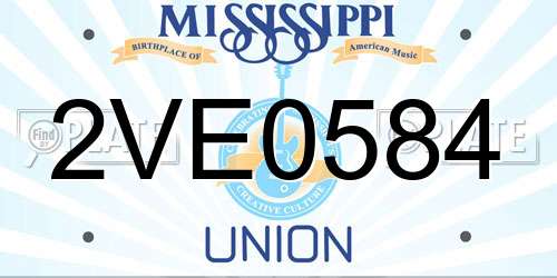 2VE0584 Mississippi License Plate