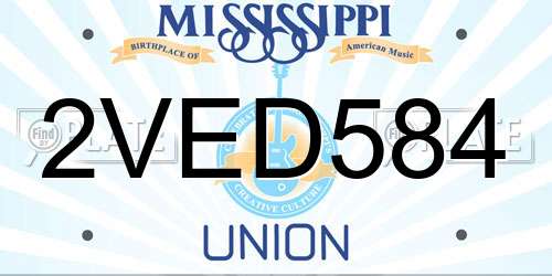 2VED584 Mississippi License Plate