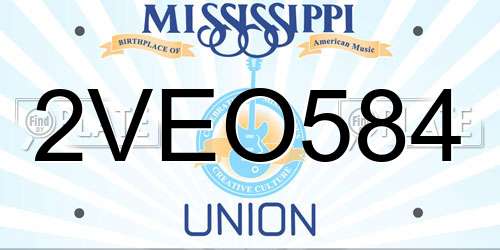 2VEO584 Mississippi License Plate