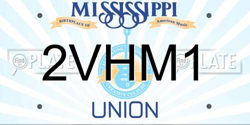 2VHM1 Mississippi License Plate