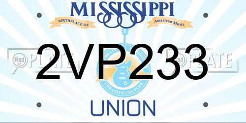 2VP233 Mississippi License Plate