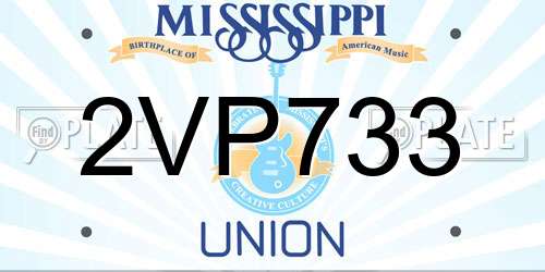 2VP733 Mississippi License Plate