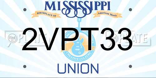 2VPT33 Mississippi License Plate