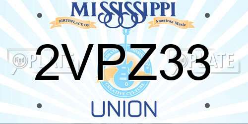 2VPZ33 Mississippi License Plate