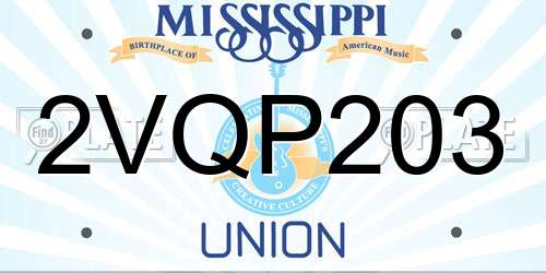 2VQP203 Mississippi License Plate