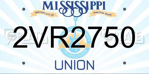 2VR2750 Mississippi License Plate