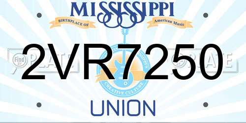 2VR7250 Mississippi License Plate