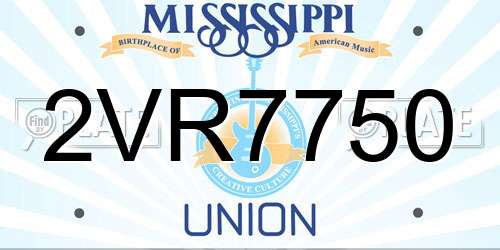 2VR7750 Mississippi License Plate