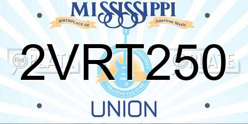 2VRT250 Mississippi License Plate