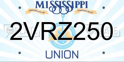 2VRZ250 Mississippi License Plate