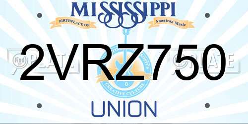 2VRZ750 Mississippi License Plate