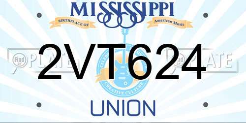 2VT624 Mississippi License Plate