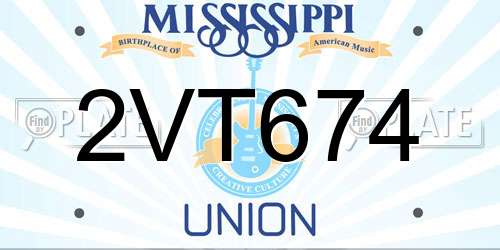 2VT674 Mississippi License Plate