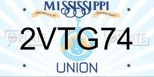 2VTG74 Mississippi License Plate