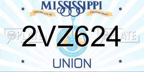 2VZ624 Mississippi License Plate