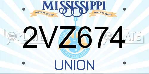 2VZ674 Mississippi License Plate