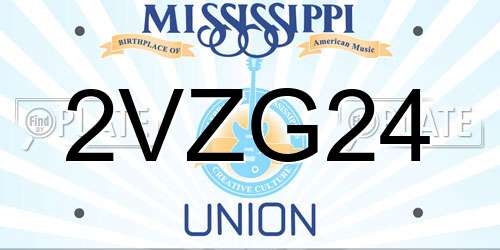 2VZG24 Mississippi License Plate