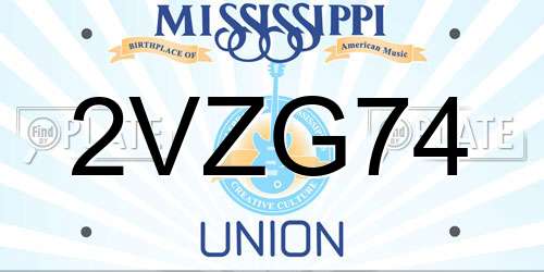 2VZG74 Mississippi License Plate