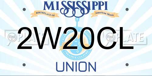 2W20CL Mississippi License Plate