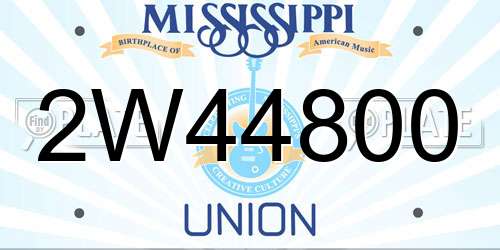 2W44800 Mississippi License Plate