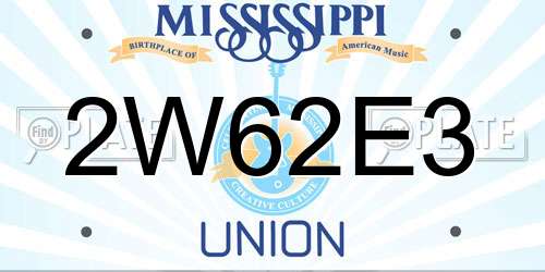 2W62E3 Mississippi License Plate