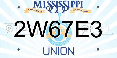 2W67E3 Mississippi License Plate