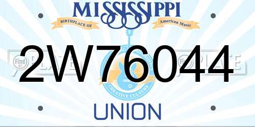 2W76044 Mississippi License Plate