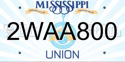 2WAA800 Mississippi License Plate