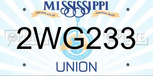 2WG233 Mississippi License Plate
