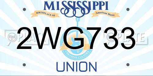 2WG733 Mississippi License Plate