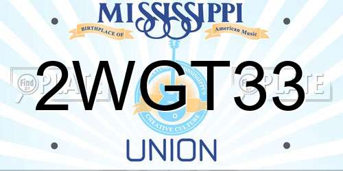 2WGT33 Mississippi License Plate