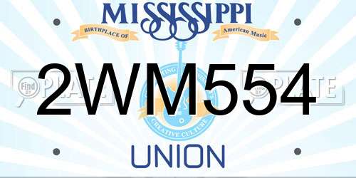 2WM554 Mississippi License Plate