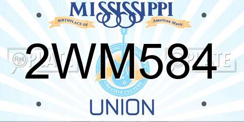 2WM584 Mississippi License Plate