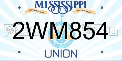 2WM854 Mississippi License Plate
