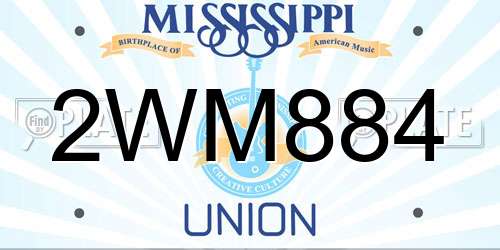 2WM884 Mississippi License Plate